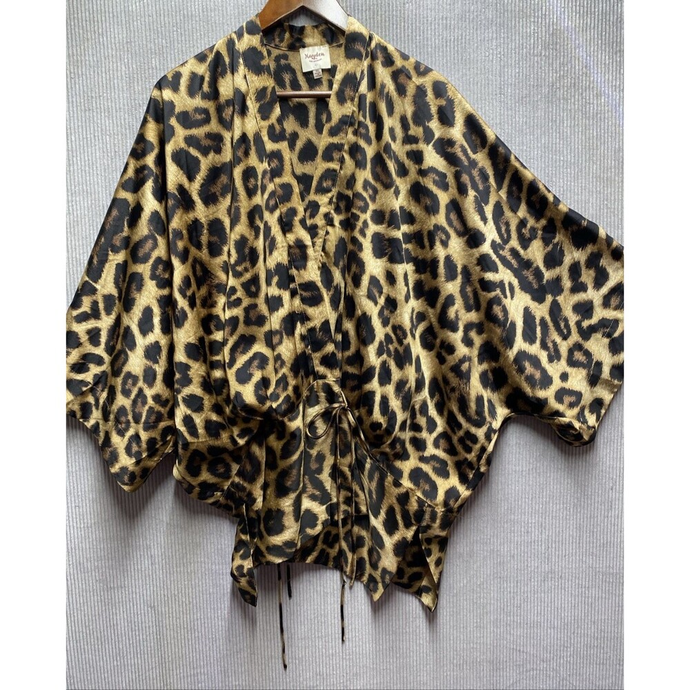 Hayden Los Angeles Wrap Kimono Womens 1XL Leopard Animal Print Mob Wife Boho